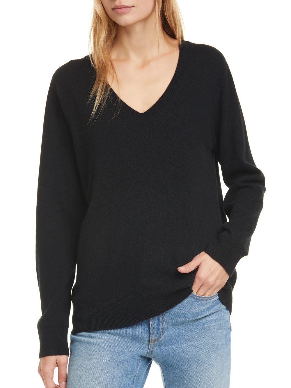 Vince Camuto Black V-Neck Pullover Sweater